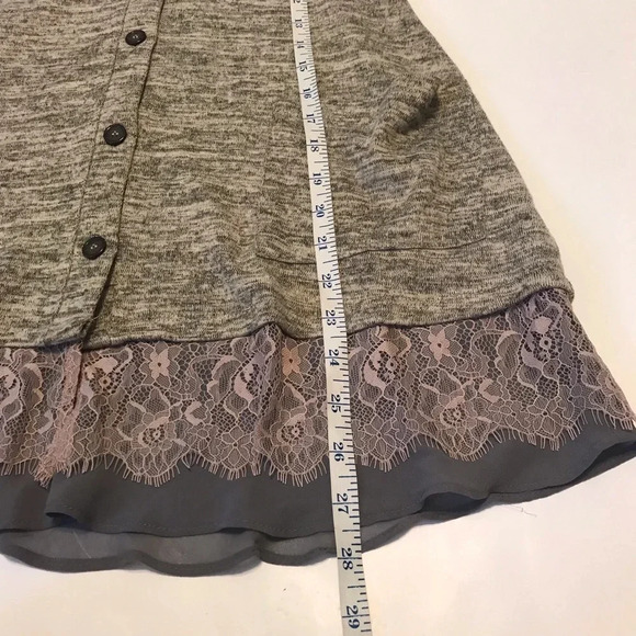 LOGO Button Down Vest/Tunic With Lace Chiffon Hem Sz XXS - Picture 5 of 6